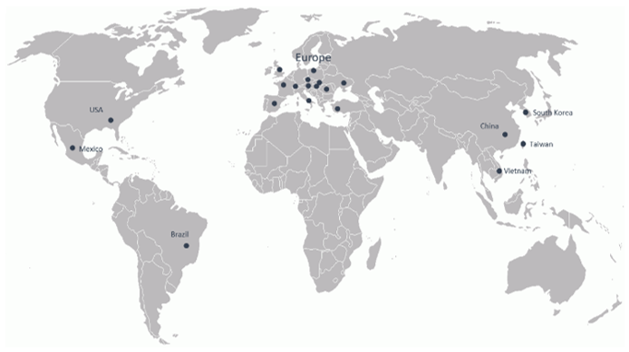 World map SCHÜRHOLZ + NICK customers