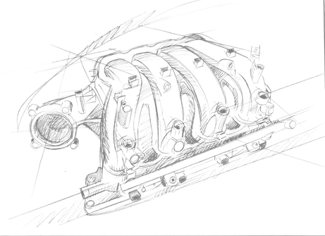 Zeichnung eines Motorblocks